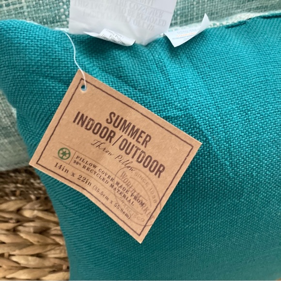 World Market Woven Teal Blue Pillows Set of 2 NEW - Picture 7 of 9